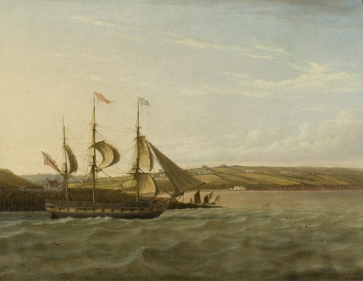 Egy áthaladó hajó Portishead, 1832 körül (olaj, vászon) alkotó: Joseph Walter