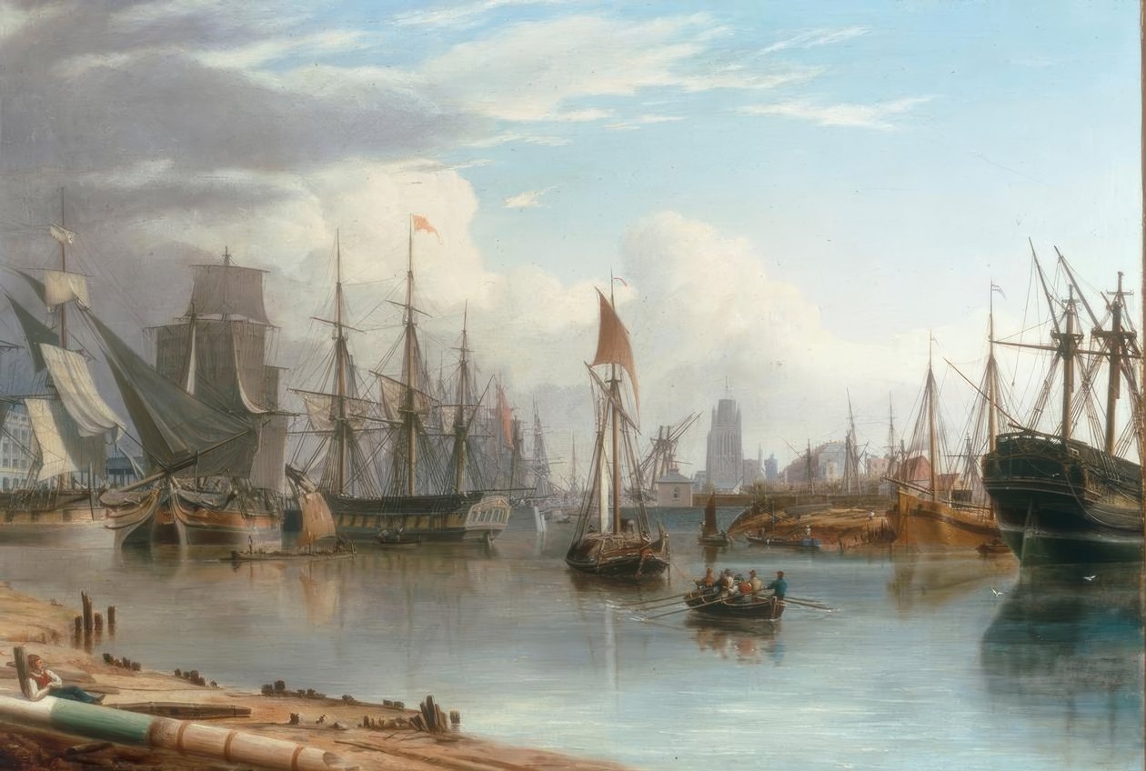 Kilátás az úszó kikötőre, Bristol alkotó: Joseph Walter