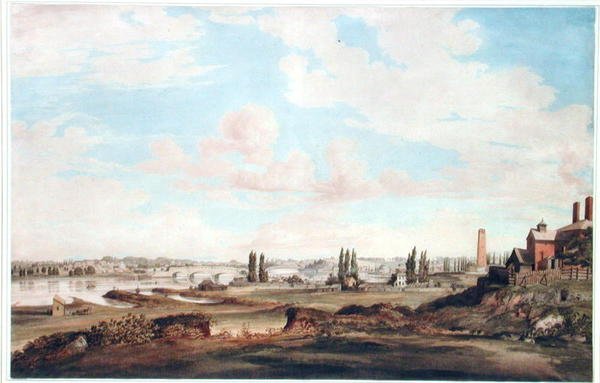 Philadelphia és a Schuylkill folyó látképe, 1816 körül (akvarell, papír) alkotó: Joseph Watson