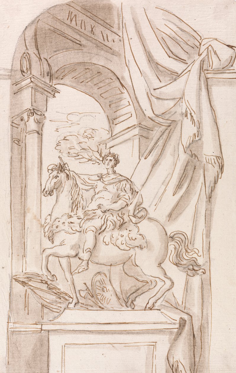 Tanulmány Agostino Cornacchini Nagy Károly-szobráról, a Szent Péter-bazilika, Róma alkotó: Joseph Wilton