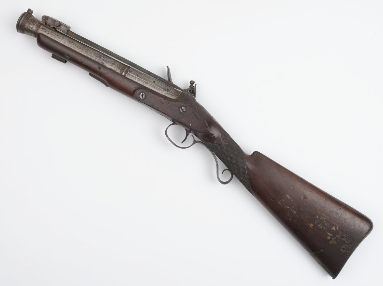 Blunderbuss rugós bajonettel, ír önkénteseknek kiállított, 1815 körül (bunderbuss, flintlock) alkotó: Joseph Wood