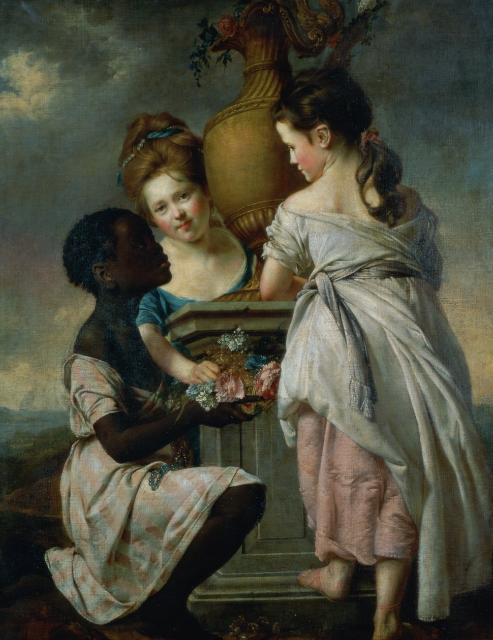 Beszélgetés lányok között, avagy két lány fekete szolgájukkal, 1770 alkotó: Joseph Wright of Derby