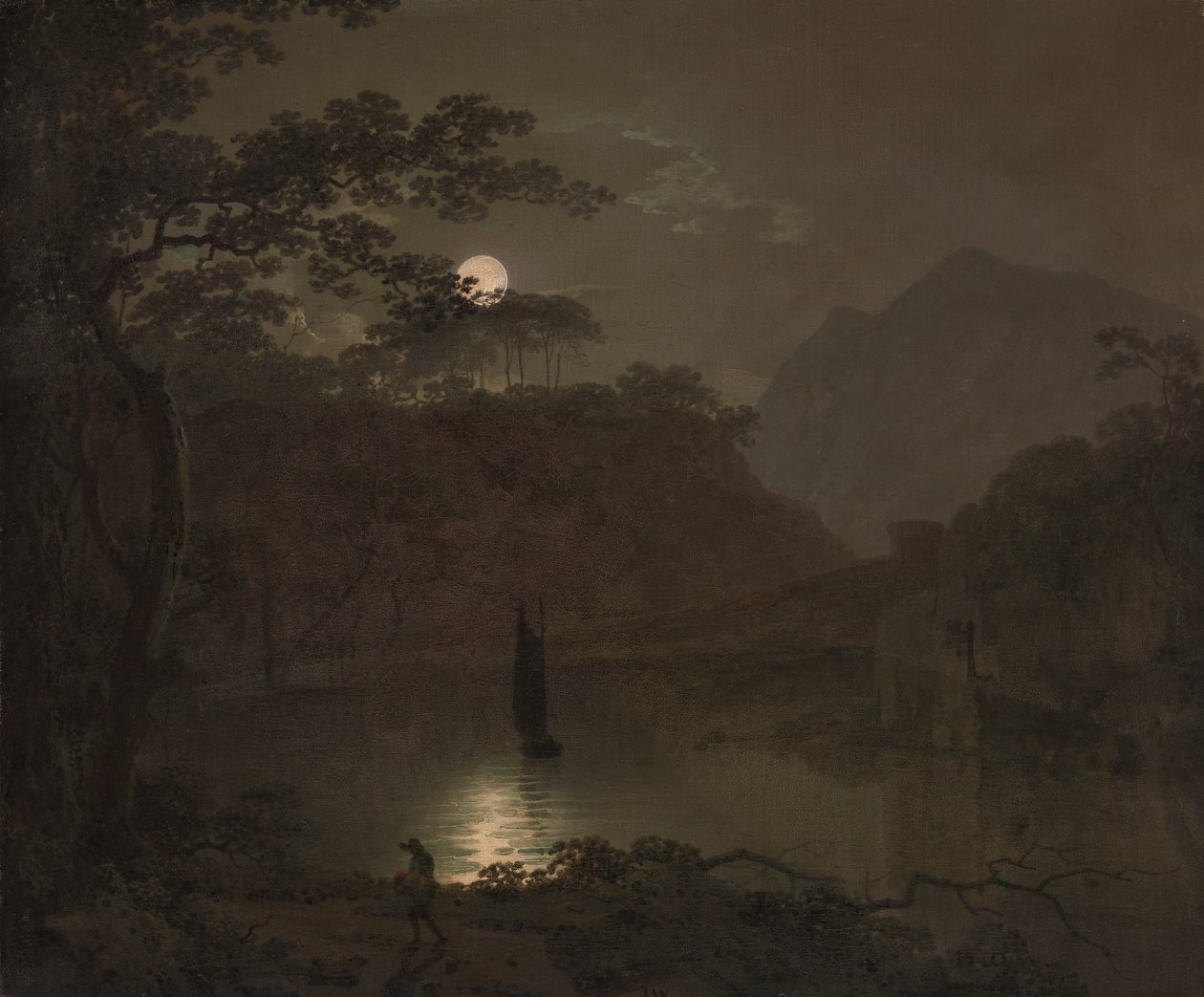 Egy tó a Holdfényben alkotó: Joseph Wright of Derby