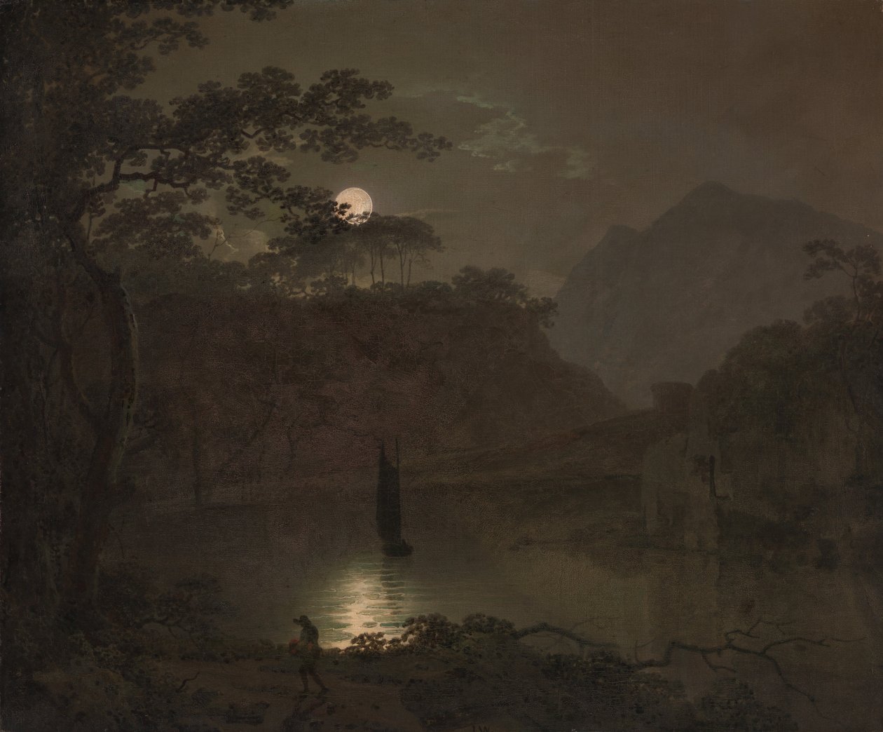 Egy tó holdfényben alkotó: Joseph Wright of Derby