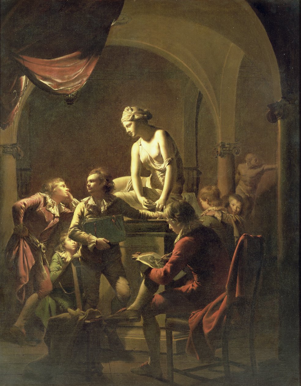 Lámpafény Akadémia, 1768–1769 (olaj, vászon) alkotó: Joseph Wright of Derby