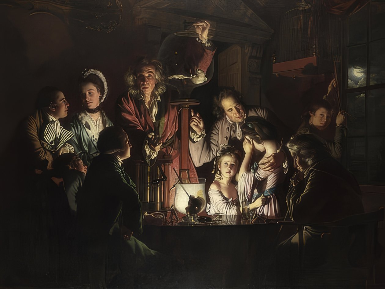 A kísérlet a madárral a levegőszivattyúban. 1768 alkotó: Joseph Wright of Derby