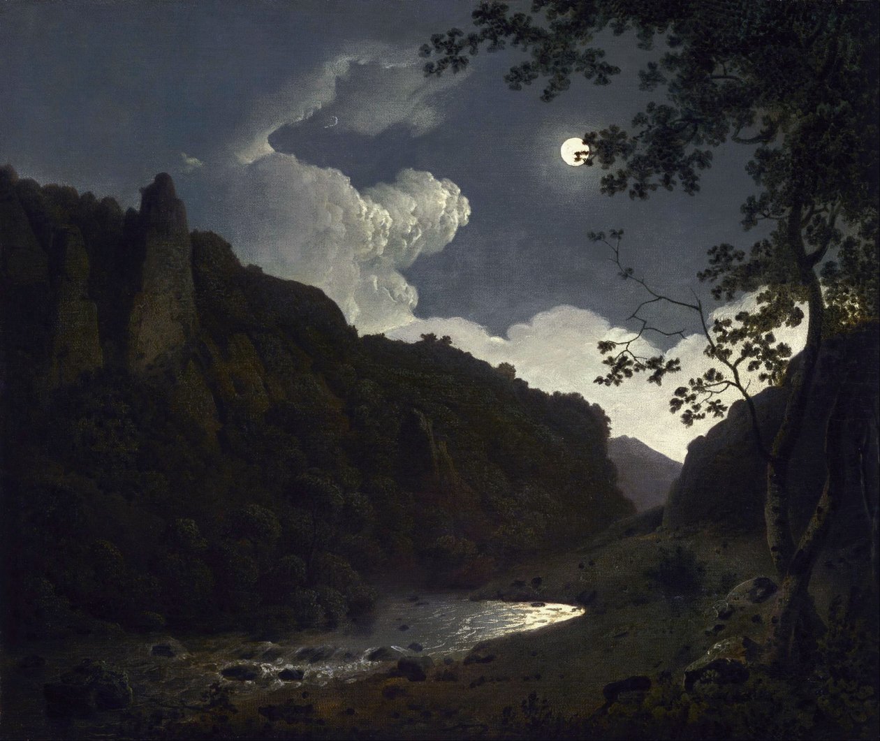 Dovedale holdfényben alkotó: Joseph Wright of Derby