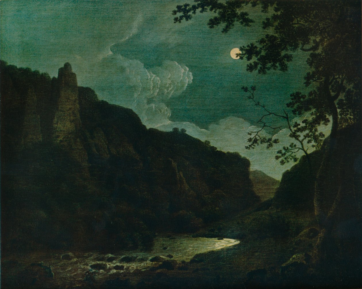 Dovedale a Holdfénytől, 1784 alkotó: Joseph Wright of Derby