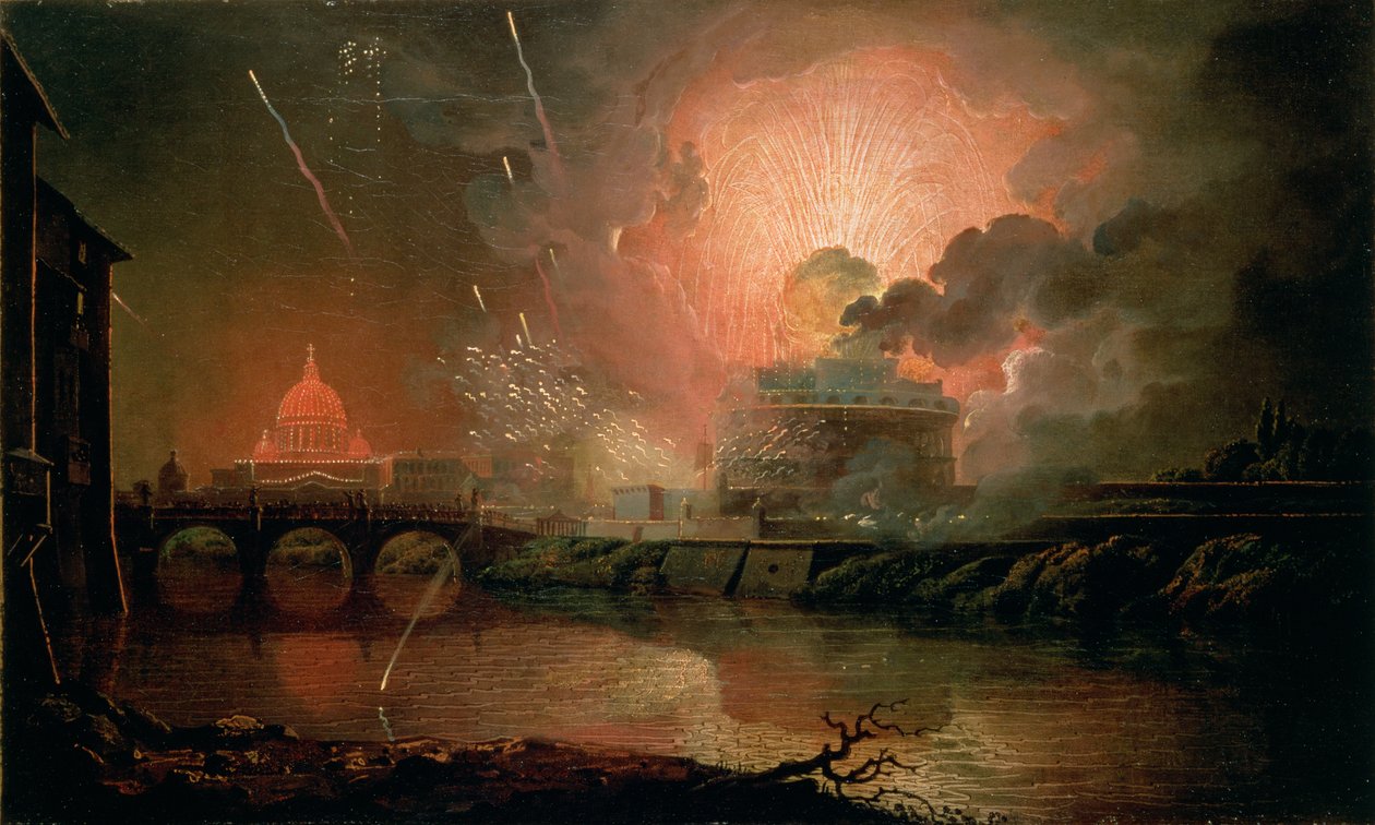 Tűzijáték a Castel Sant Angelo-ban, 1774-1778 alkotó: Joseph Wright of Derby