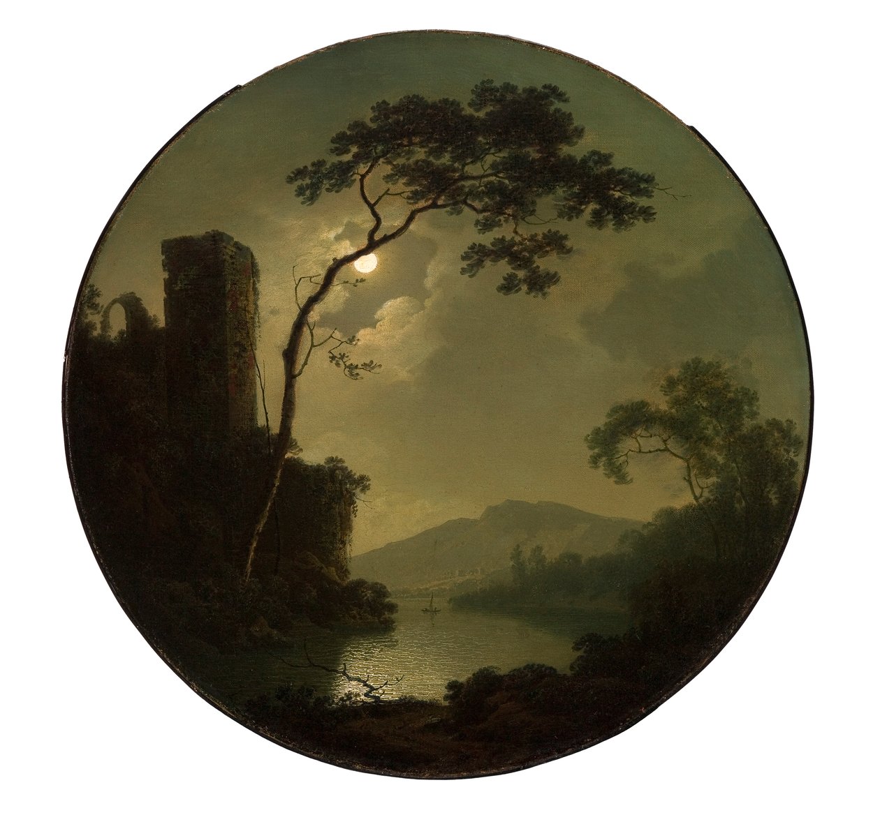Tó várral egy dombon alkotó: Joseph Wright of Derby