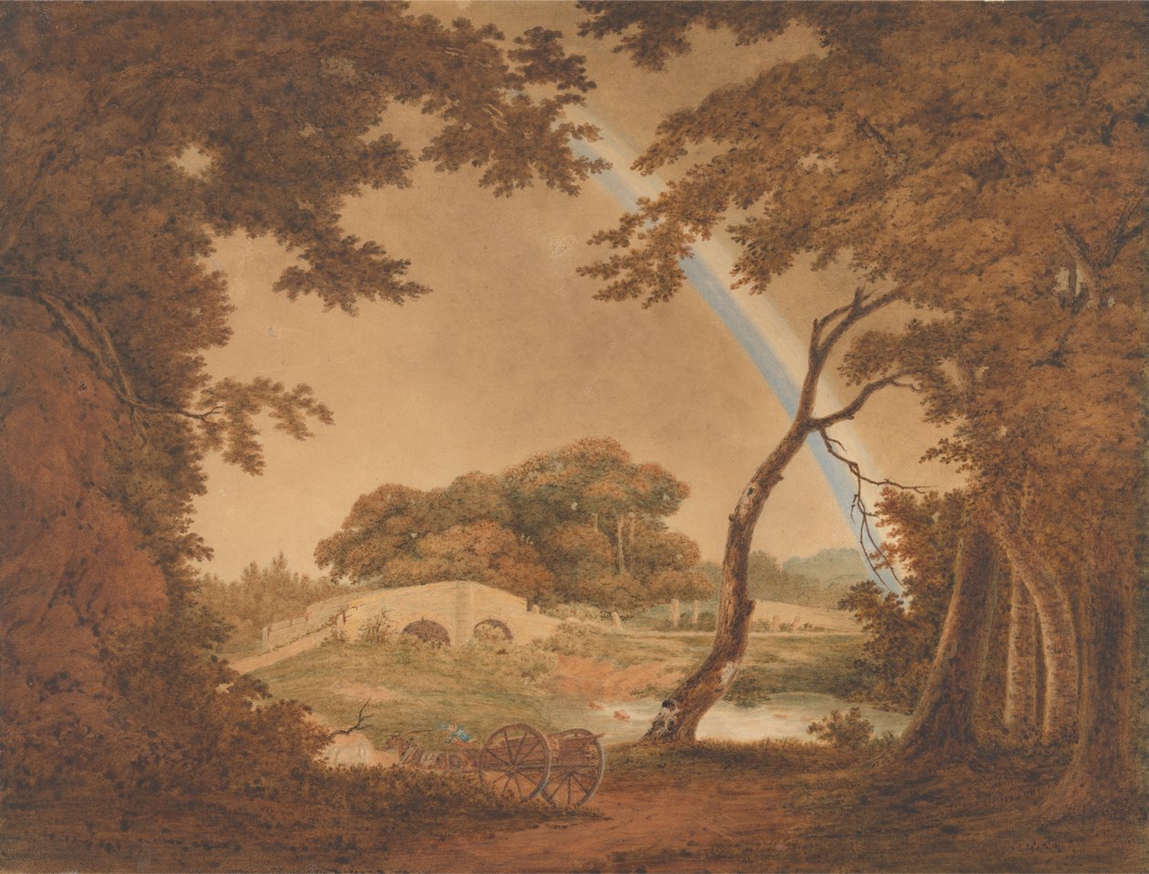 Tájkép szivárvánnyal, kilátás Chesterfield közelében alkotó: Joseph Wright of Derby