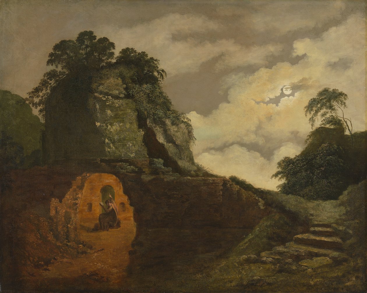 Vergilius sírja a Holdfénynél, Silius Italicusszal alkotó: Joseph Wright of Derby