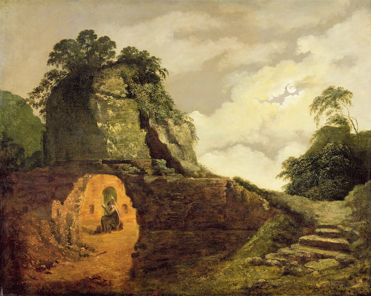 Vergilius sírja a Holdfénynél Silius Italicusszal alkotó: Joseph Wright of Derby