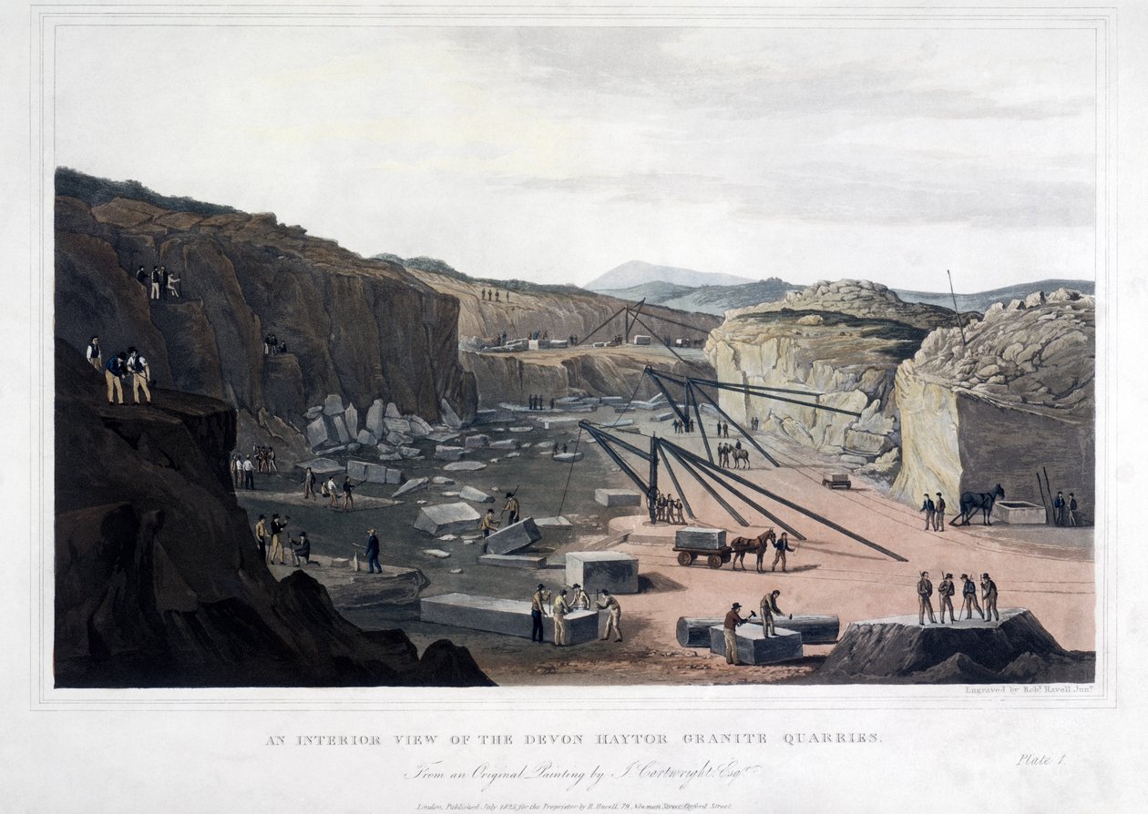 A Devon Haytor gránitbányák belső képe, Robert Havell (1793-1878) metszetében 1825 (színes akvatinta) alkotó: Joseph after Cartwright
