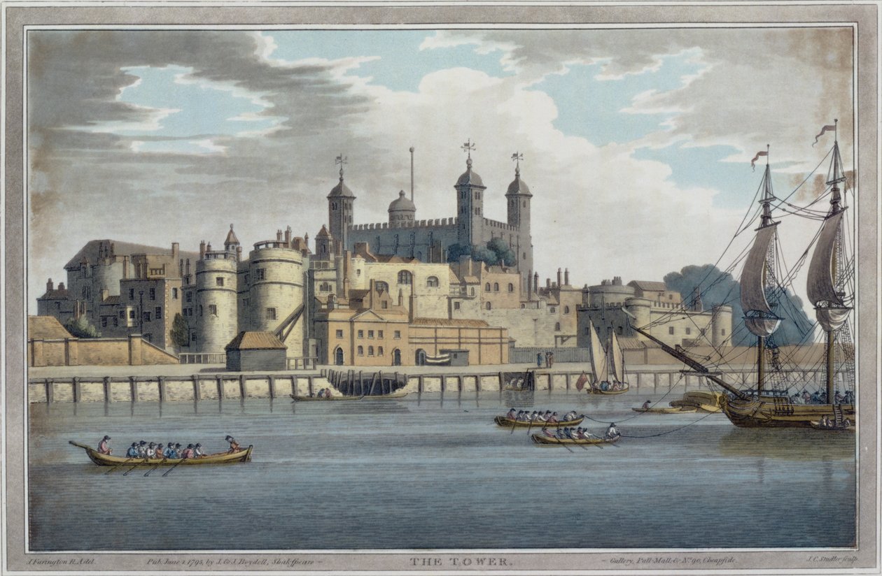 A londoni Tower, J. C. Stadler (fl.1780-1812) metszete, 1795-ben megjelent alkotó: Joseph after Farington