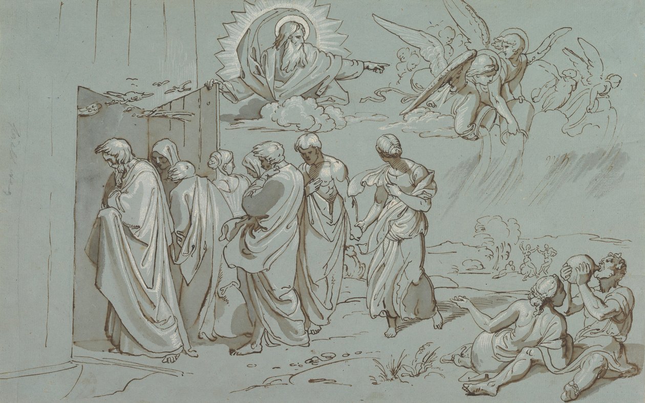 Isten a bárkába idézi Noét és családját, 1827. alkotó: Joseph von Fuhrich