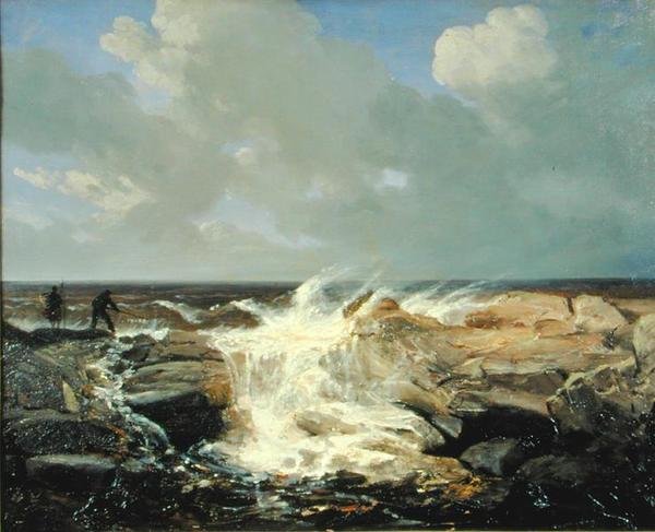 Viharos időjárás Boulogne közelében (olaj, vászon) alkotó: Josephine Bowes