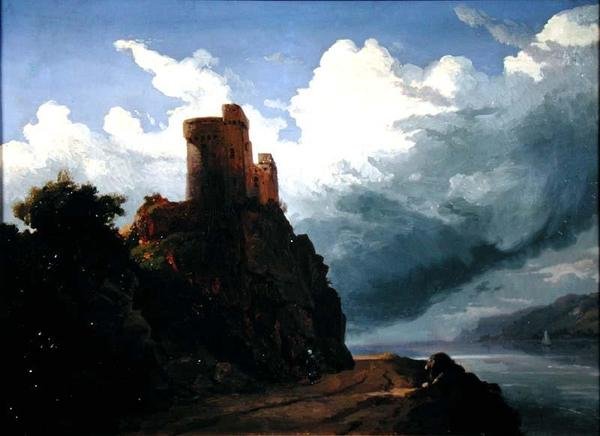 Kastély a sziklán (olaj, vászon) alkotó: Josephine Bowes