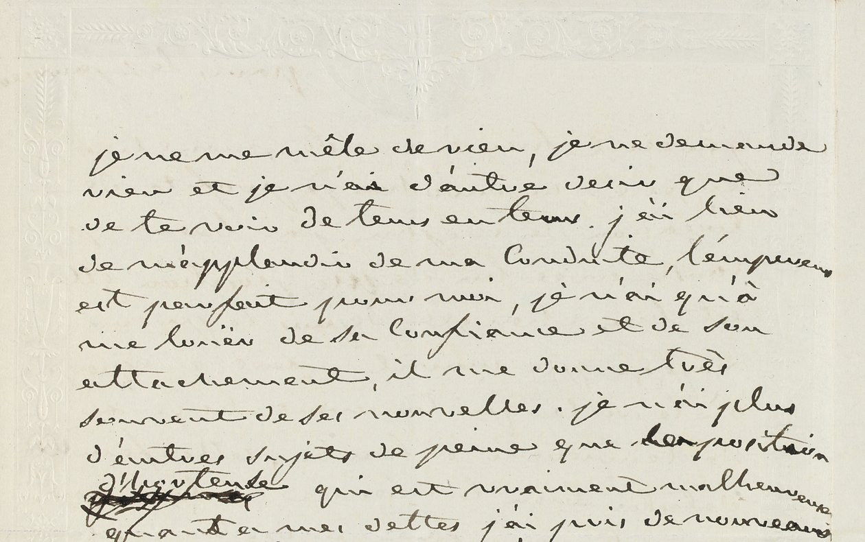 Autogramlevél Eugene de Beauharnais-nak, Párizs, 1809. január 2. (toll és tinta papíron) alkotó: Josephine de Beauharnais