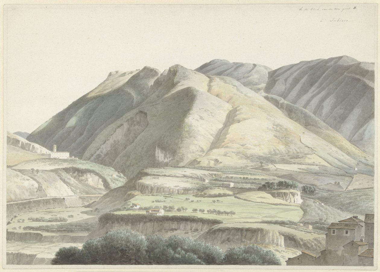 Olasz táj Subiacóban alkotó: Josephus Augustus Knip