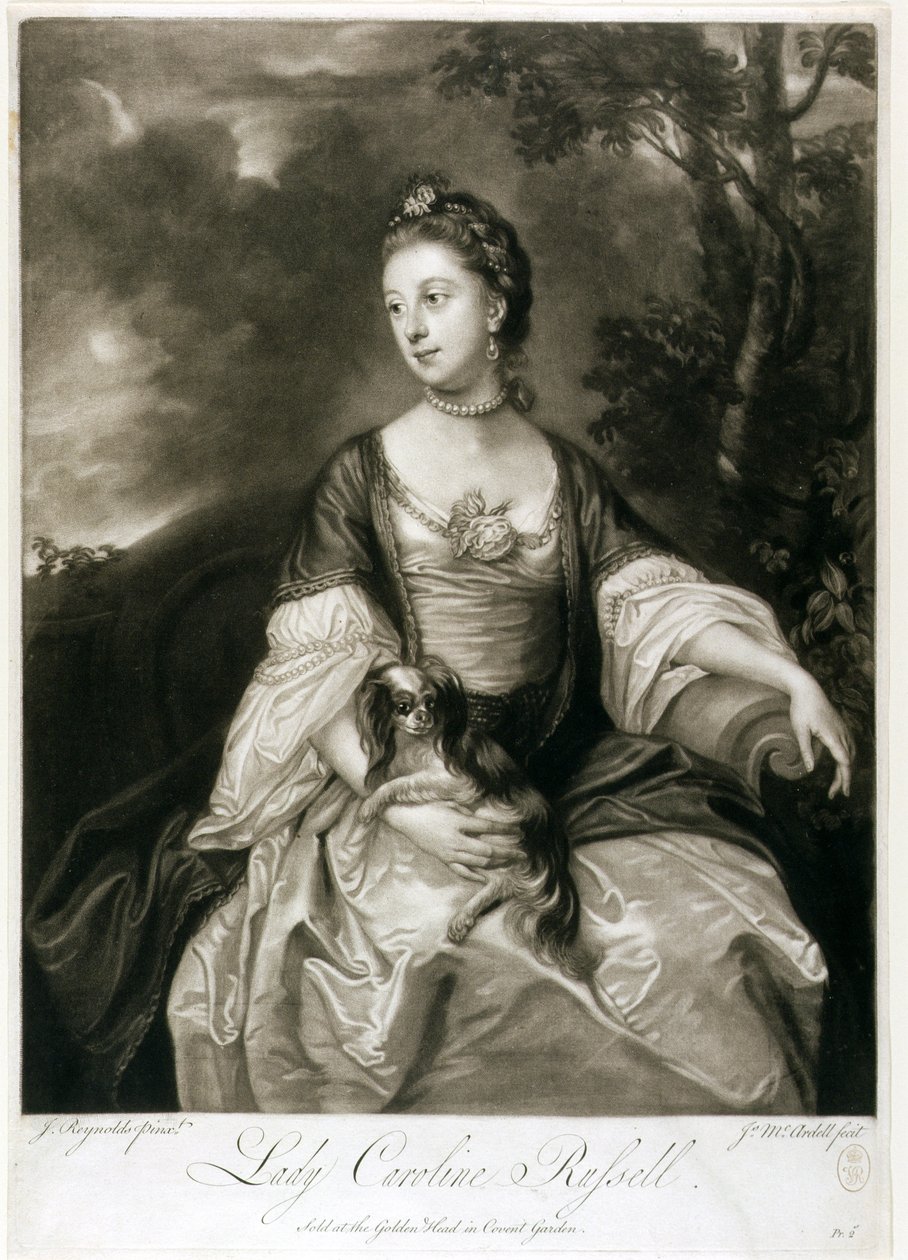Lady Caroline Russell, metszett: James McArdell (kb. 1729-65) (mezzotint) alkotó: Joshua Reynolds