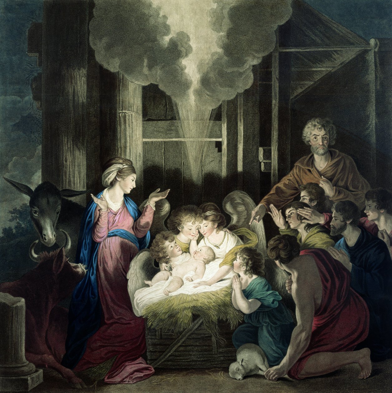 A születés, G. S. és S. G. Facius metszete, 1785 alkotó: Joshua Reynolds