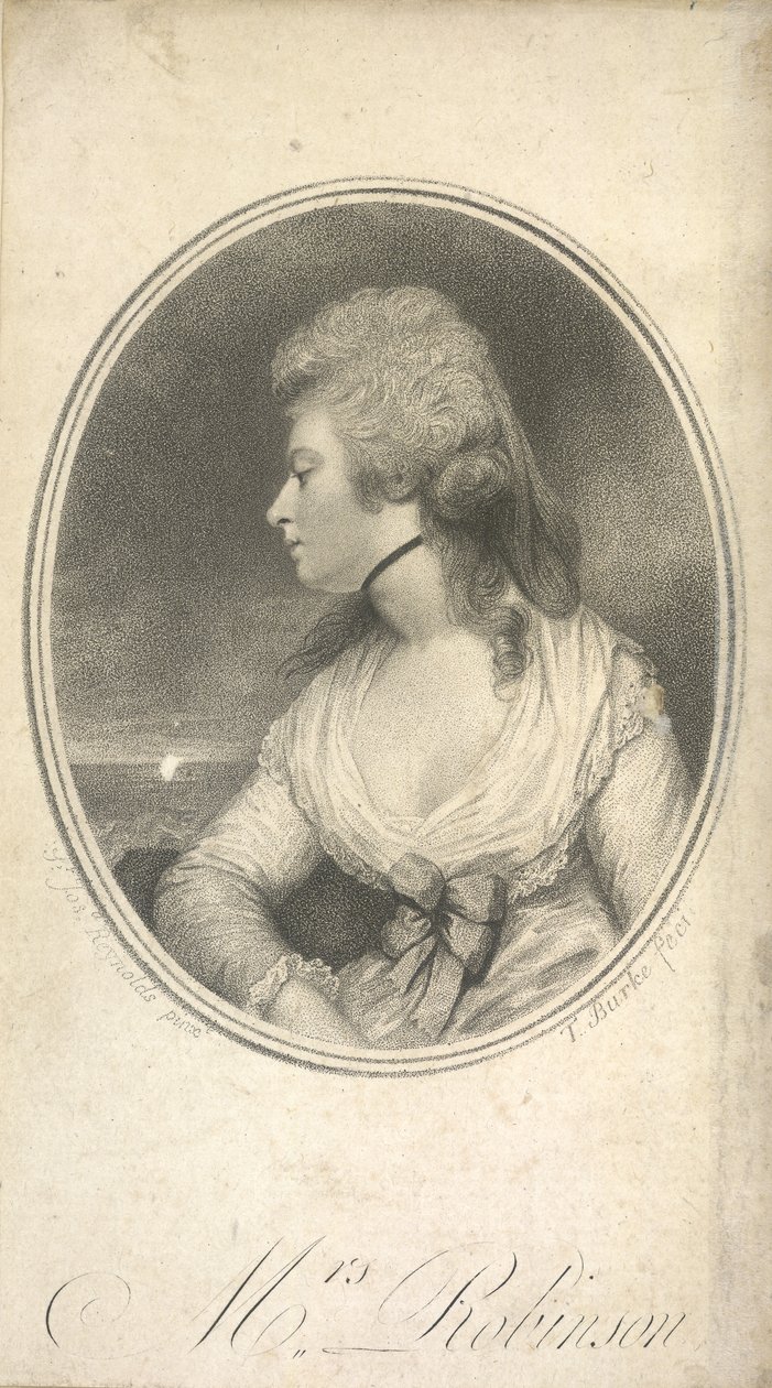 Mrs Robinson. Mary Robinson, született Darby, Perdita (1758-1800). Angol színésznő, költő és regényíró. IV. György király első nyilvános szeretője, amikor még Wales hercege volt. Portré, Sir Joshua Reynolds nyomán. alkotó: Joshua (after) Reynolds
