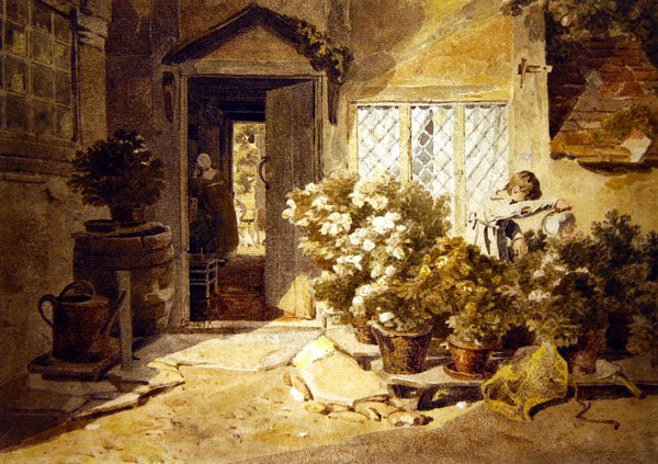 A Cottage Yard (akvarell papíron) alkotó: Joshua Cristall