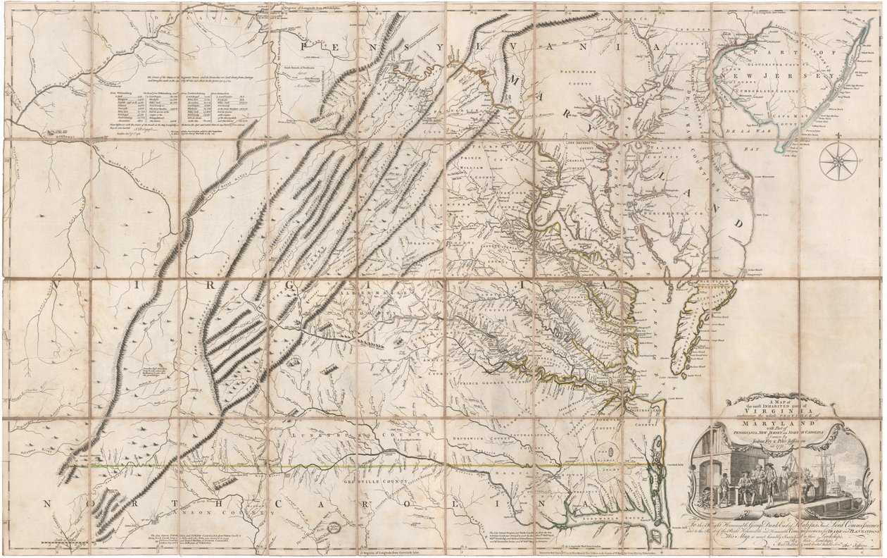 A Map of the most Inhabited part of Virginia by Fry and Jefferson alkotó: Joshua & Jefferson Peter Fry