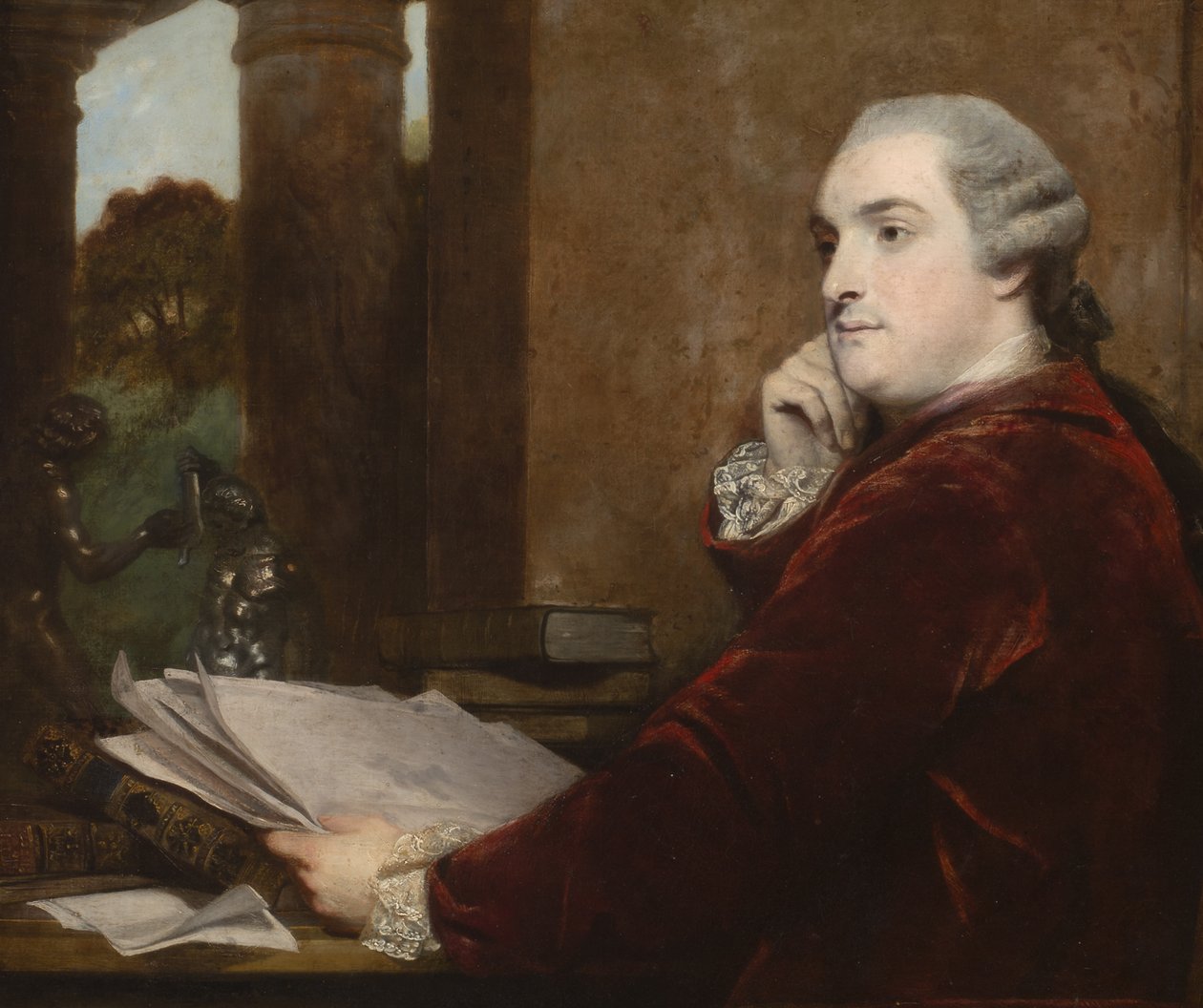 Részlet William Henry Cavendish Bentinck portréjából, Portland harmadik hercege az íróasztalánál, 1771 alkotó: Joshua Reynolds
