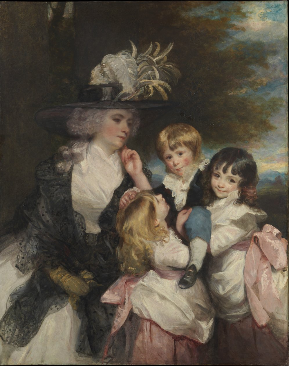 Lady Smith Charlotte Delaval és gyermekei George Henry, Louisa és Charlotte, 1787. alkotó: Joshua Reynolds