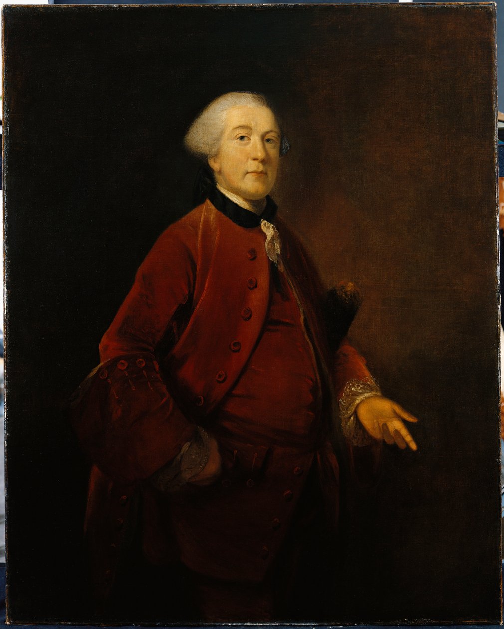 George Ashby portréja, álló, háromnegyed hosszú, zakót és mellényt visel alkotó: Joshua Reynolds