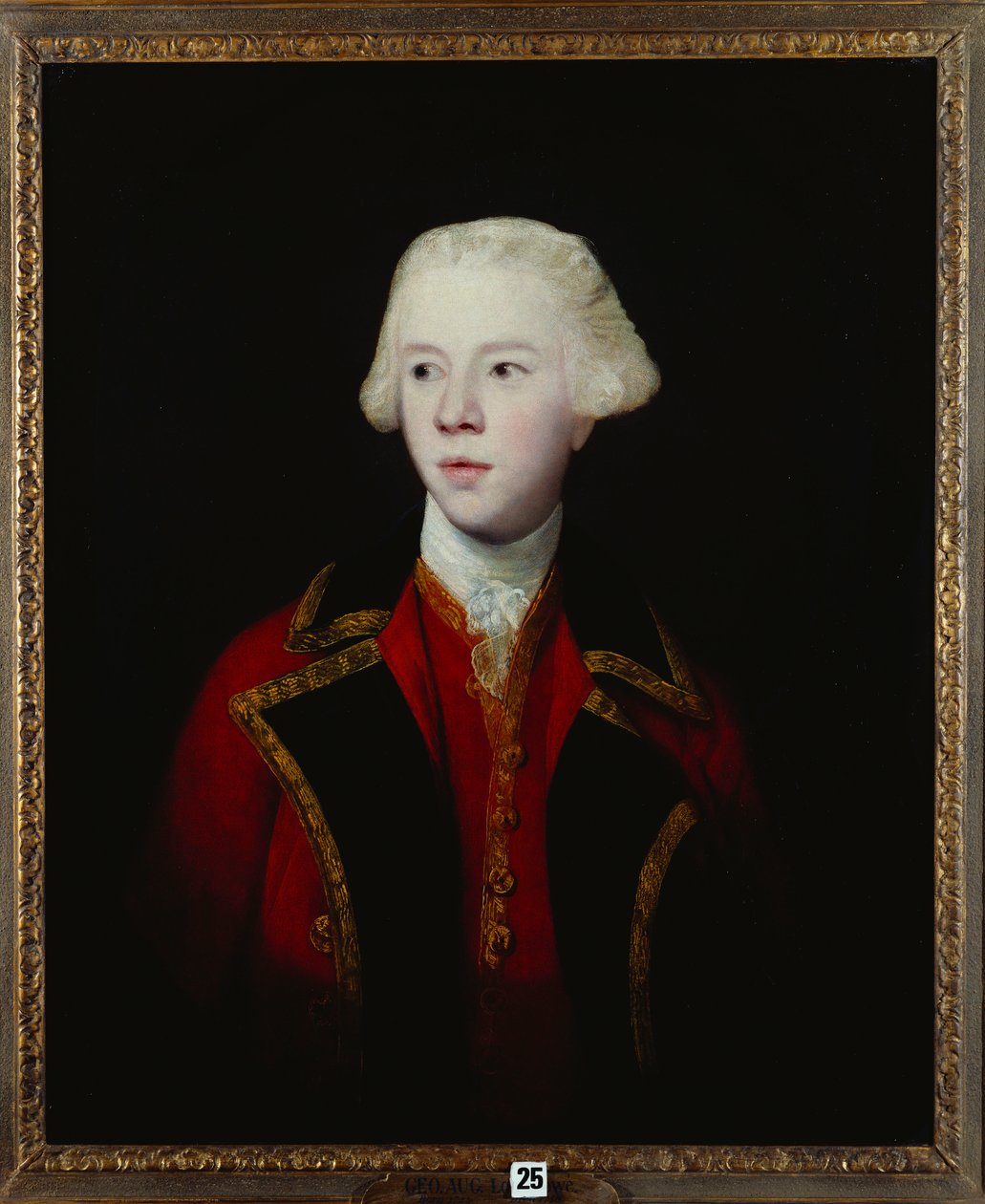 George Augustus, Howe 3. vikomt félhosszú portréja, aki az 1. gárda egyenruháját viseli alkotó: Joshua Reynolds