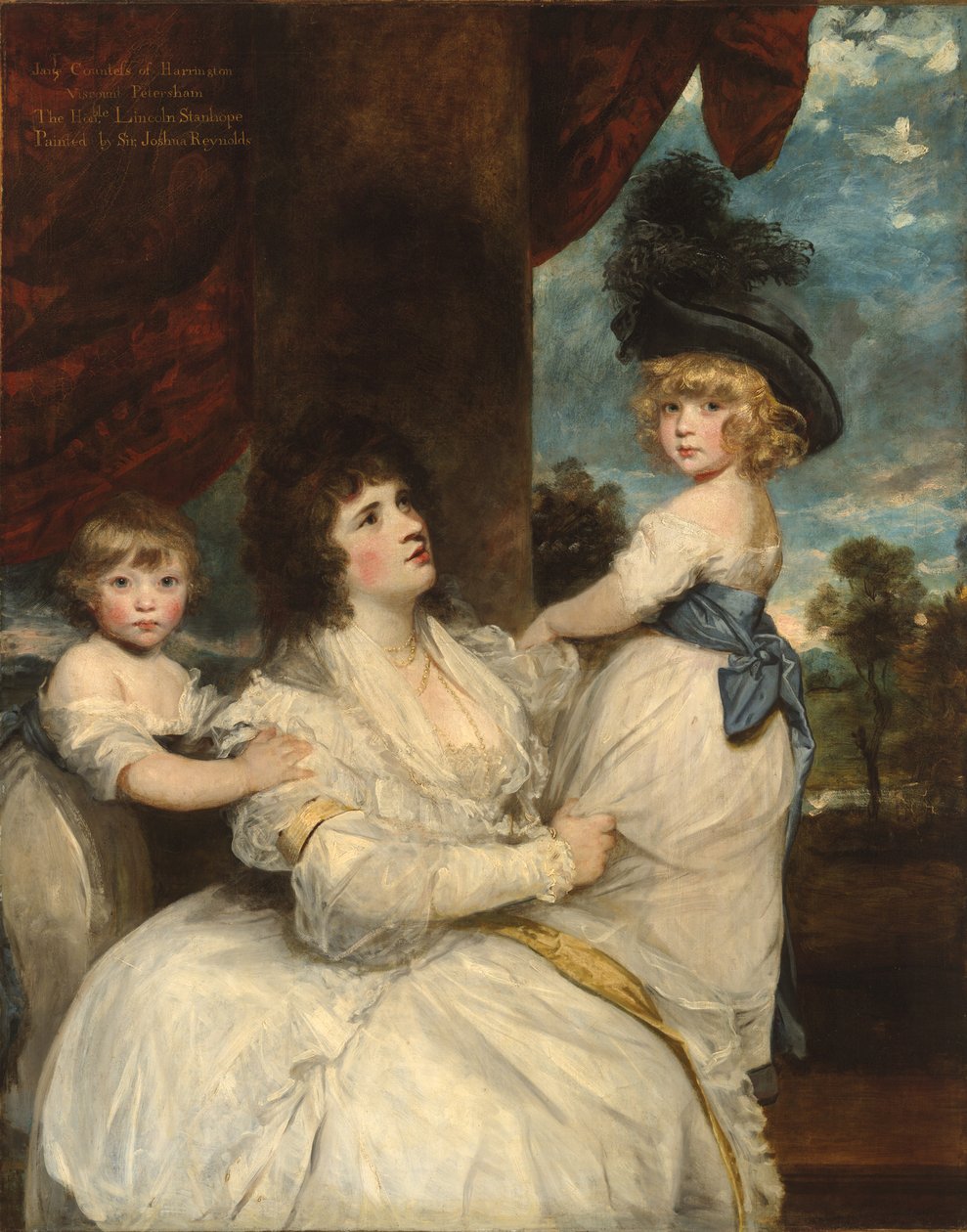 Jane, Harrington grófnő portréja fiaival, Petersham vikomttal és a tisztelt Lincoln Stanhope-pal, 1786-7 alkotó: Joshua Reynolds