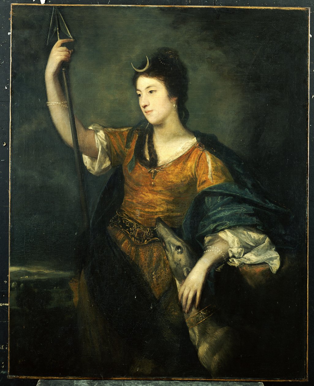 Lady Anne Dawson portréja, háromnegyed hosszúságban, mint Diana, 1753-54 alkotó: Joshua Reynolds