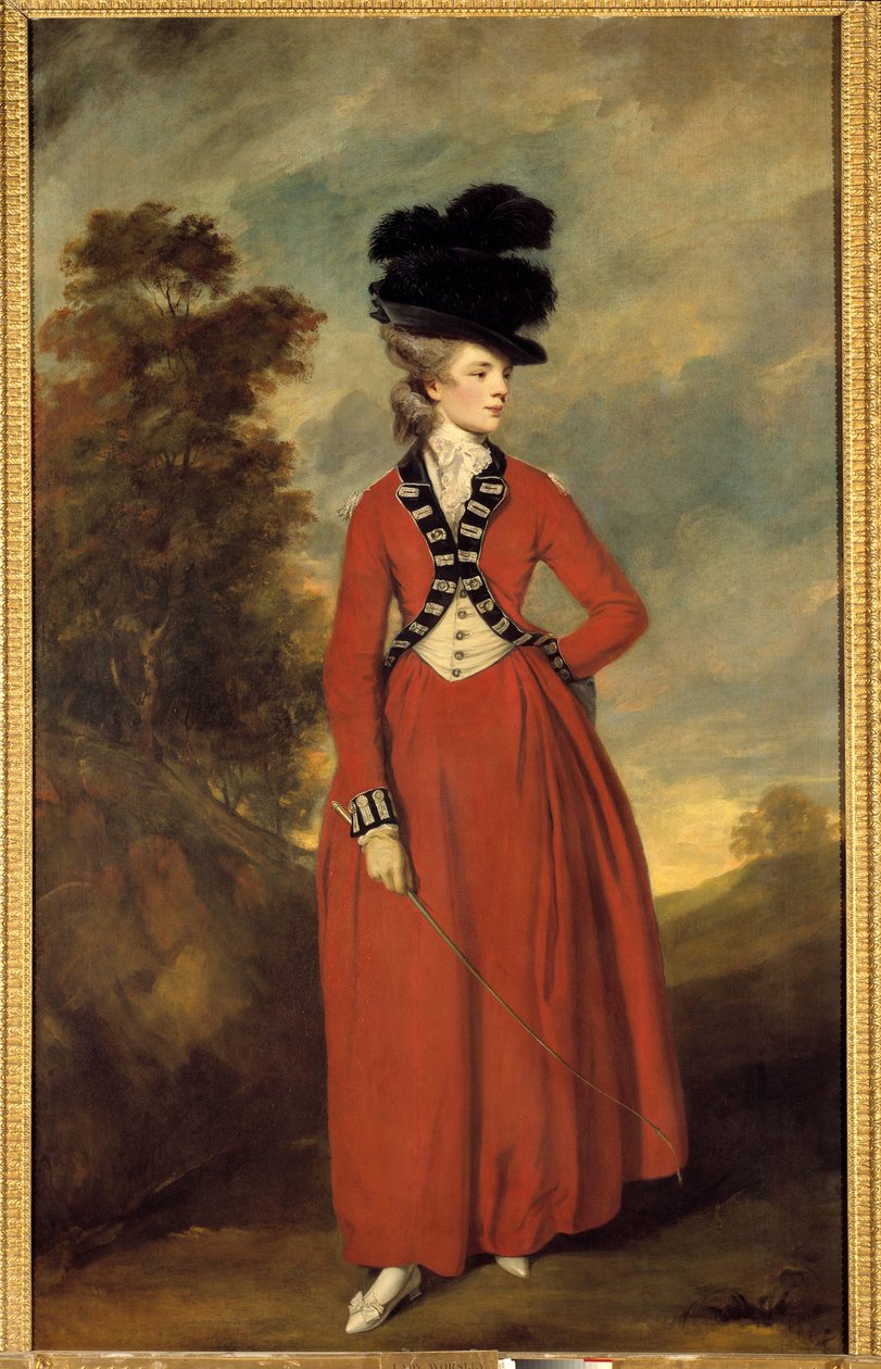Lady Worsley portréja Joshua Reynolds (1723-1792) festménye, körülbelül 1776 Dim. 236 x 144 cm Magángyűjtemény alkotó: Joshua Reynolds