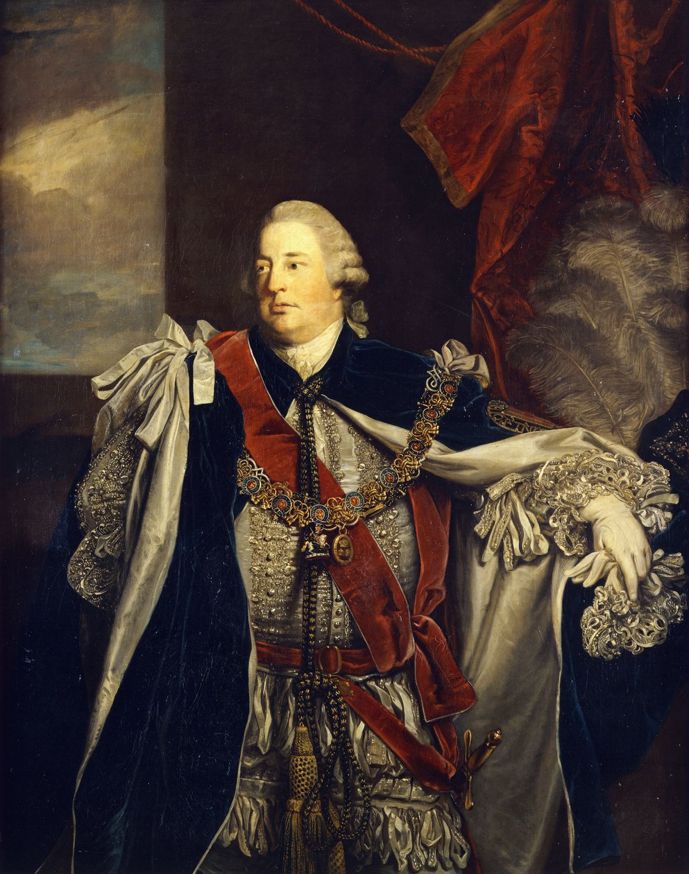 William Augustus, Cumberland hercegének háromnegyed hosszúságú portréja harisnyaköpenyben, alkotó: Joshua Reynolds