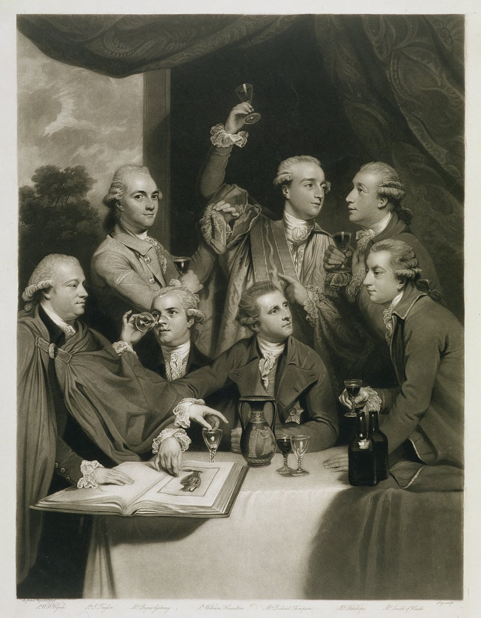 Sir William Hamilton (1730-1803) más műértőkkel, a Dilettanti Társaság találkozója alkotó: Joshua Reynolds