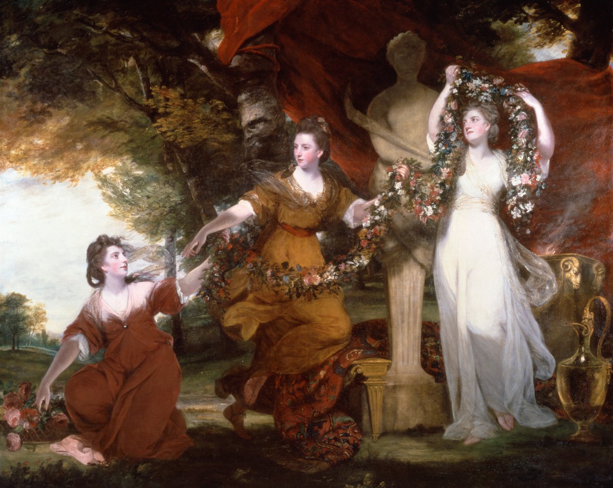 Három hölgy Hümen hermáját díszíti alkotó: Joshua Reynolds