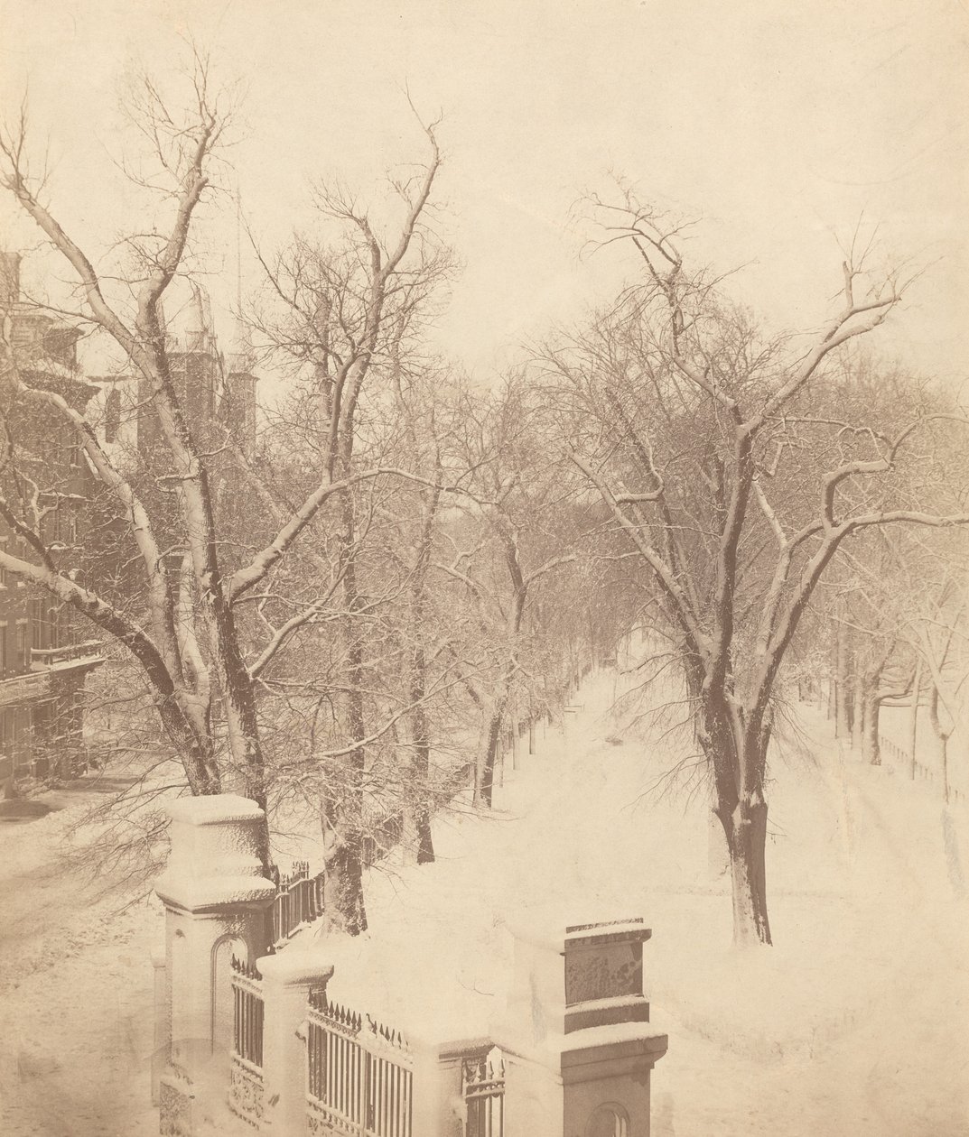 Boston Common Snow Scene, 1850-es évek. alkotó: Josiah Johnson Hawes