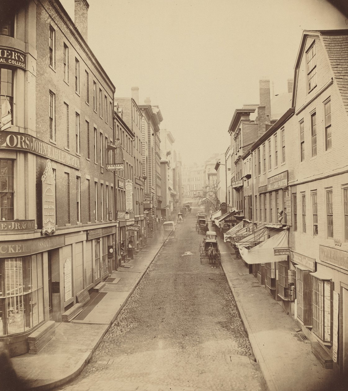 School Street, Boston, 1850-es évek. alkotó: Josiah Johnson Hawes