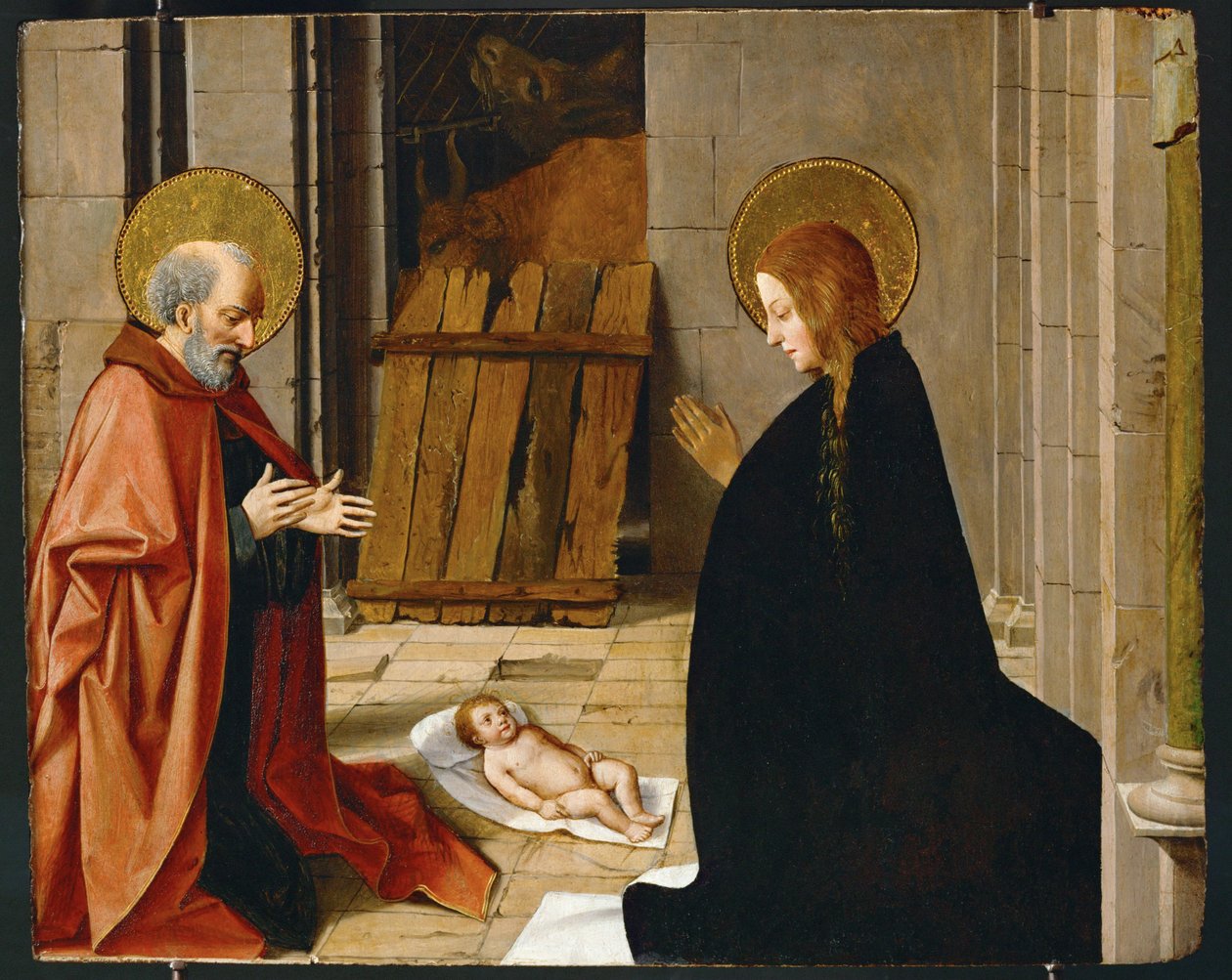Születés, 1500 körül (festmény, fa) alkotó: Josse (fl.1493-1508) Lieferinxe