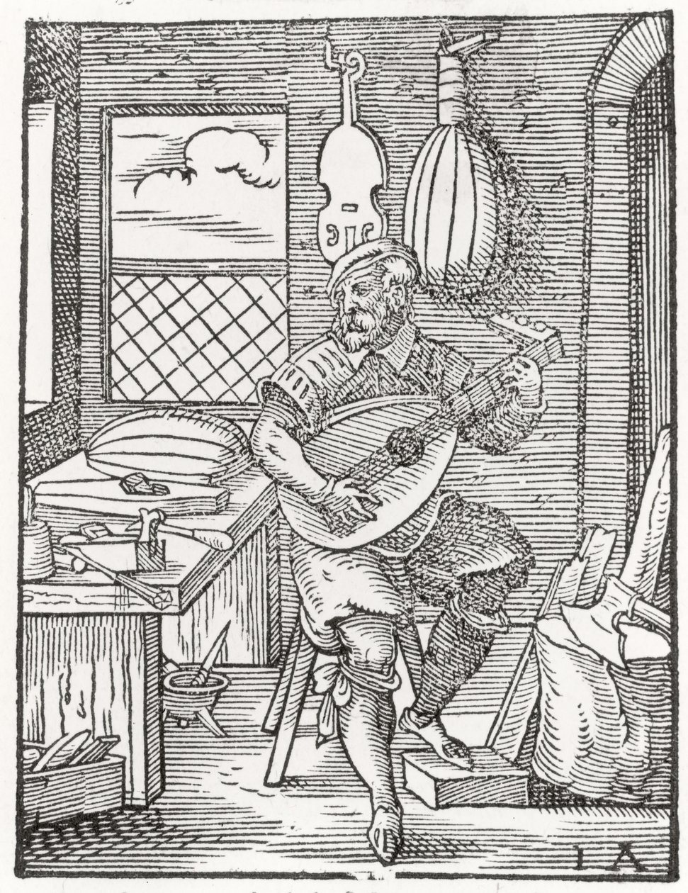 A Hangszerkészítő Műhely, 1570 körül alkotó: Jost Amman