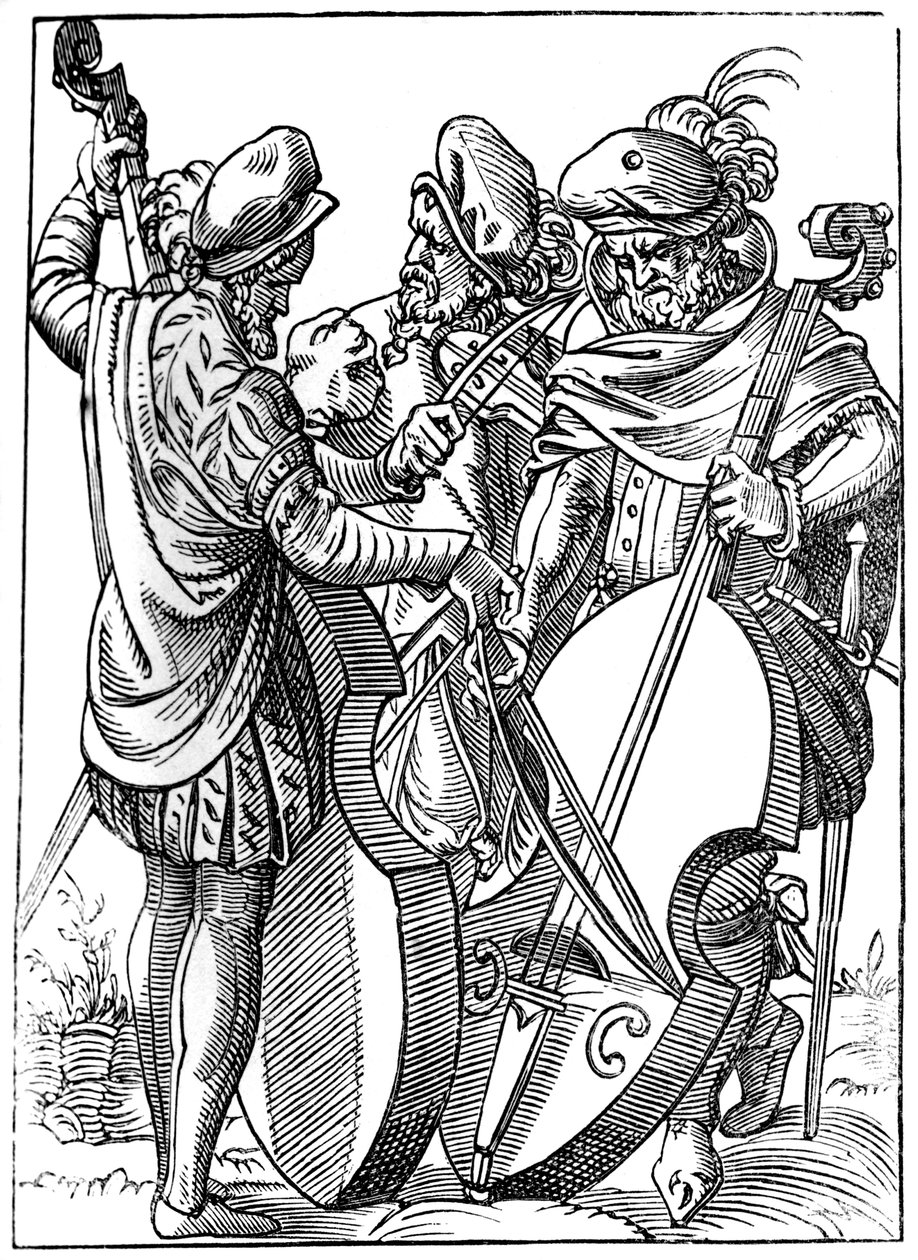 Egy hegedűművész és két csellóművész, 1849. XVI. század. alkotó: Jost Amman