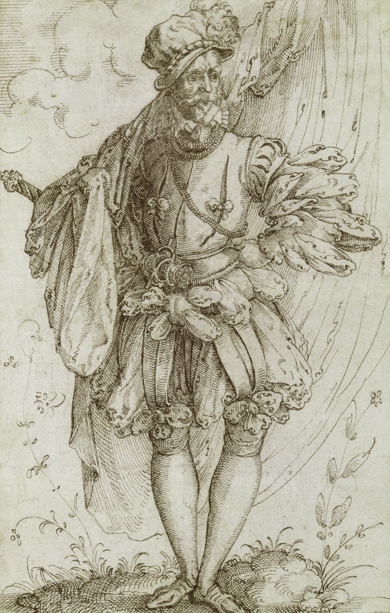 Zászlót hordozó zászlós, 1560-as évek (tintával, papírra) alkotó: Jost Amman