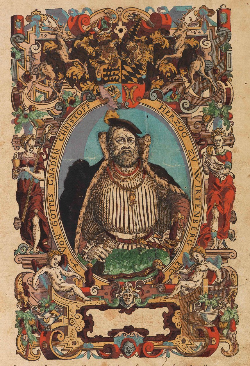 Christoph württembergi herceg portréja 1515-1568 Biblia germanica, 1564. alkotó: Jost Amman