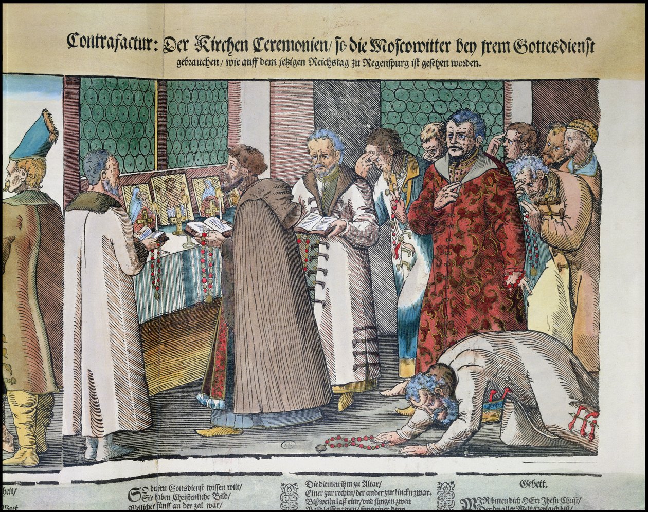 IV. Iván 1530-84-es orosz nagykövetsége a Szent Római Császárhoz Regensburgban 1576-ban 173050 és 88595 színes fametszet részletei alkotó: Jost Amman