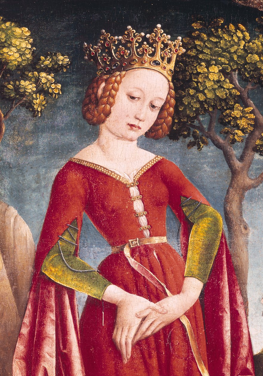 Szent György és a sárkány, a hercegnő részlete, 1445-50 körül alkotó: Jost Haller