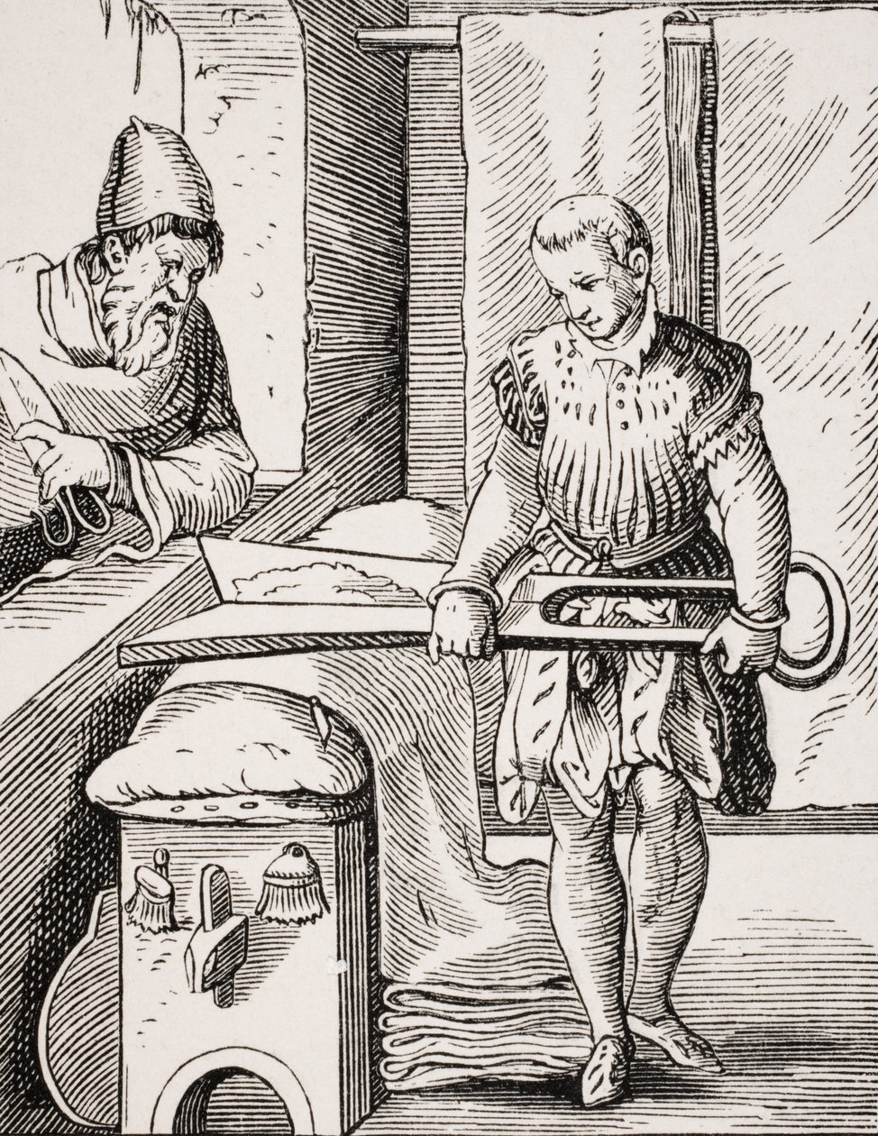Posztóműves, 16. századi fametszet reprodukciója, XIX alkotó: Jost (after) Amman