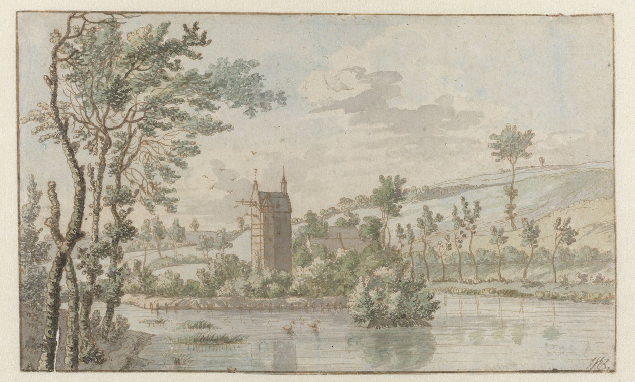 Huis Kluys tájkép, Brüsszel közelében alkotó: Josua de Grave (attributed to)